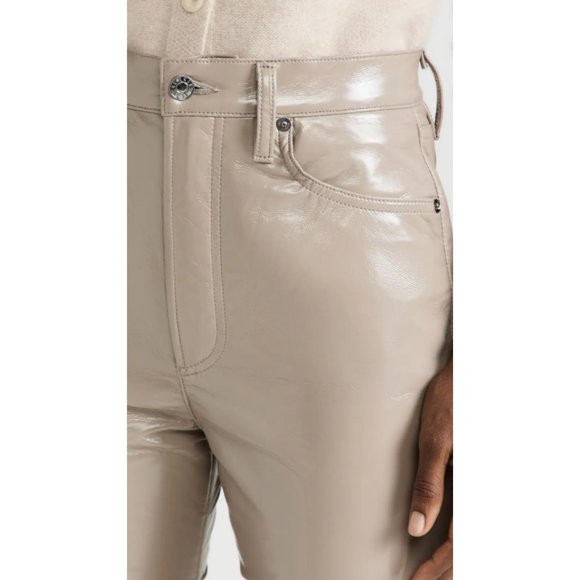 Agolde Leather 90s Pinch Waist Pants in Quail Patent Leather Size 30 - Picture 2 of 15
